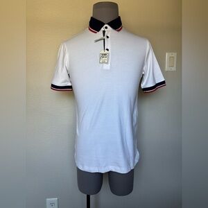 Jos. A. Bank White Polo with Blue  and Red Trim